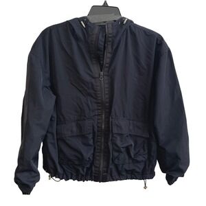 Old Navy Active Windbreaker Women XS Black Gorpcore Hooded Mesh Lined Zip Jacket